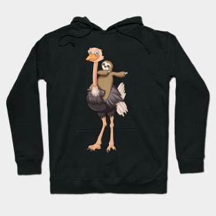 Sloth riding an Ostrich Funny Sloth Lover Gift Hoodie